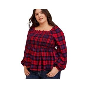 NWT-TORRID-FLANNEL SMOCKED TOP-SIZE 1X